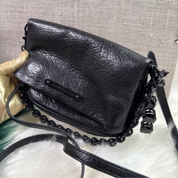 Juicy Couture Black 8" Side Pack Purse - fold cross shoulder crossbody bag - Picture 9 of 9